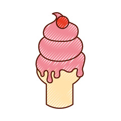 Delicious ice cream cone vector illustration design