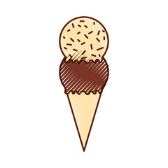 Delicious ice cream cone vector illustration design