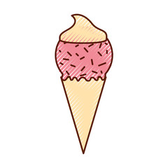 Delicious ice cream cone vector illustration design