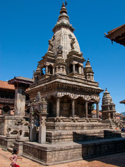 KATHMANDU, BHAKTAPUR, NEPAL: Stone elephants ancient Vatsala Durga Temple, Bhaktapur, Kathmandu valley