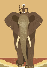 Fototapeta premium Elephant and mahout