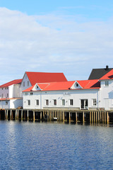 Lofoten woden houses on the sea