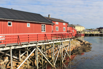 Fototapeta na wymiar Lofoten wooden house on the sea