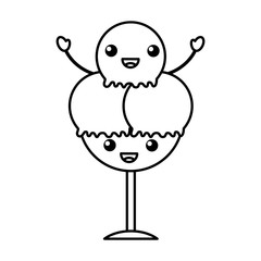 delicious ice cream cup kawaii character vector illustration design