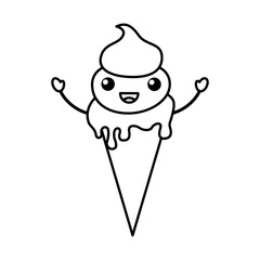 Delicious ice cream cone kawaii character vector illustration design