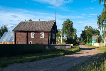 Typical nothern russian rural house. Dmitrievo village, Cherepovets district, Vologda oblast