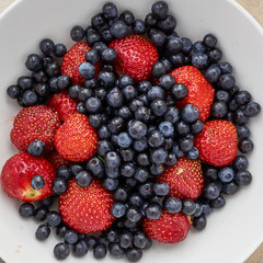 Assorted blueberries and strawberries