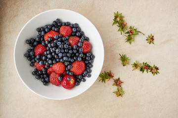 Assorted blueberries and strawberries