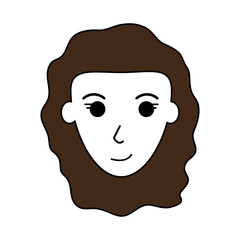 Flat line woman head with hairstyle design over white background 
