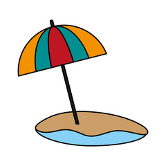 Colorful beach with umbrella over white background vector illustration