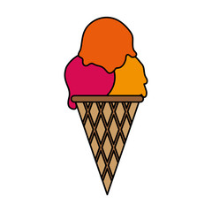 Colorful ice cream cone over white background vector illustration