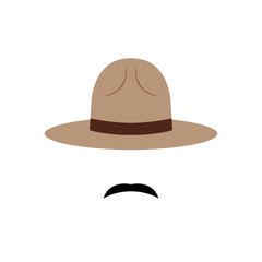 Policeman with Canadian hat and mustache icon. Vector illustration.