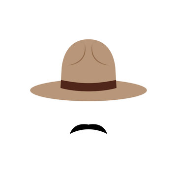 Policeman with Canadian hat and mustache icon. Vector illustration.