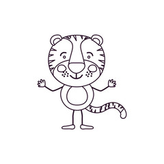 sketch contour caricature of cute tiger happiness expression vector illustration