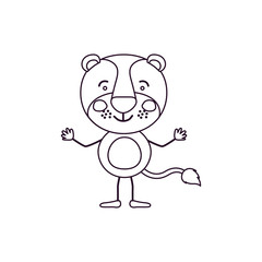 sketch contour caricature of cute tiger without stripes in happiness expression vector illustration