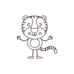 sketch contour caricature of cute tiger tranquility expression vector illustration