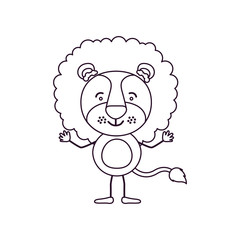 sketch contour caricature of cute lion happiness expression vector illustration