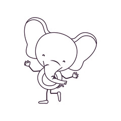 sketch contour caricature with cute elephant dancing vector illustration