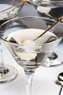 Neat Martini Garnished with a Pearl Onion