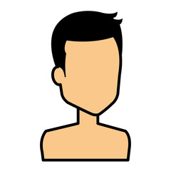 young man shirtless avatar character vector illustration design