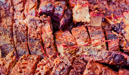 Obraz na płótnie Canvas Sliced Barbecue Brisket Close-up