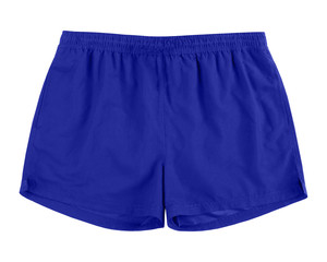 Men navy blue swim sport beach shorts trunks isolated on white