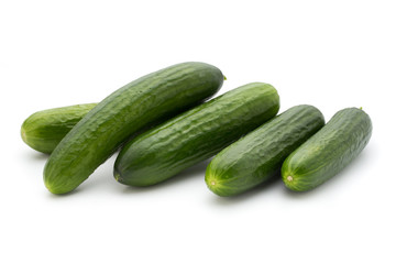 Eco cucumber on white background. Fresh vegetables.