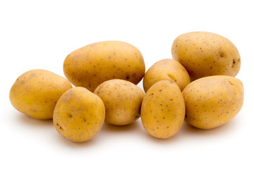 Raw potato isolated on white background.