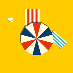 Beach parasol or sun umbrella icon. Top view of a vintage beach umbrella. © tatadonets
