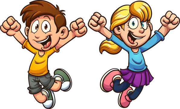 Happy cartoon boy and girl. Vectorclip art illustration with simple  gradients. Each on a separate layer. Stock Vector | Adobe Stock