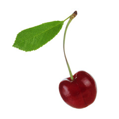 cherry with leaf isolated