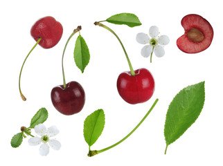 set of cherry berries isolated
