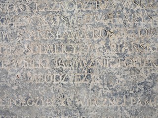 Background marble. Engraved letters on a stone.