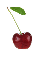 cherry with leaf isolated