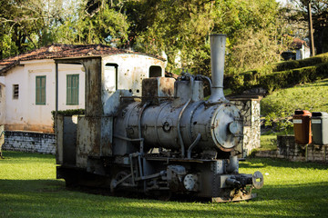 Naklejka premium Old locomotive machine