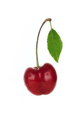 cherry with leaf isolated