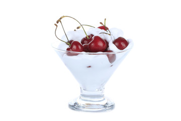 Cherry in cream isolated
