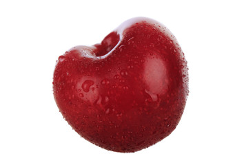 Plakat Heart shaped cherry berry isolated on white background cutout