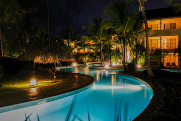 Night time by the pool