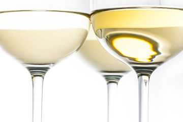 White wine in glasses