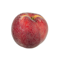 red Ripe peach fruit isolated on white background cutout