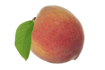 peach with leaf isolated