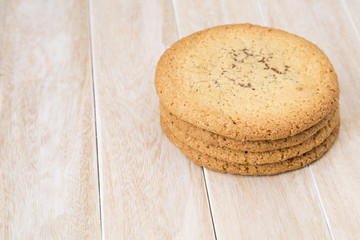 Sweet cookies on wooden table