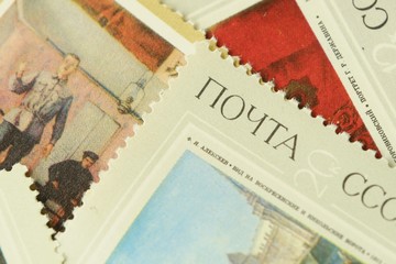 Old Russian colorful stamps for collection 