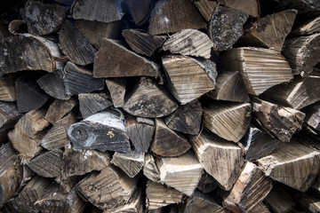 A bundle of chopped firewood