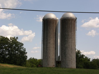 Grain Silos and Power Line © M