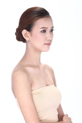Obraz premium Asian Woman after make up hair style. no retouch, fresh face with acne,
