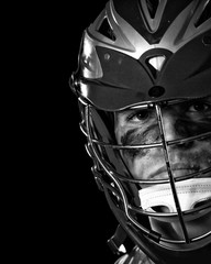 Lacrosse player intense - obrazy, fototapety, plakaty