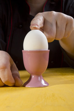 Boiled egg in the holder
