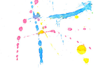 Abstract red yellow blue ink splash